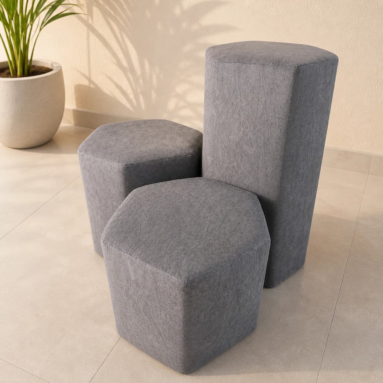 Puff Hexagonal com design geométrico